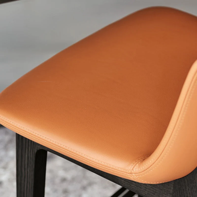 Industriële barkrukken van kunstleer, massieve rugleuningen voor binnen met houten frame Clearhalo