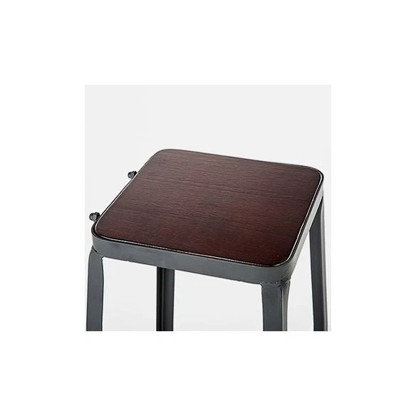 Industriële bruine counterkruk Leren vierkante kruk met zwart metalen frame Clearhalo