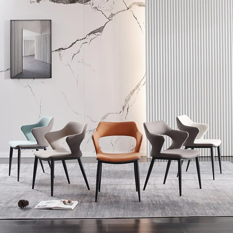 Industriële eetkamer zijstoelen kunstleer arm open stoel voor keuken Clearhalo