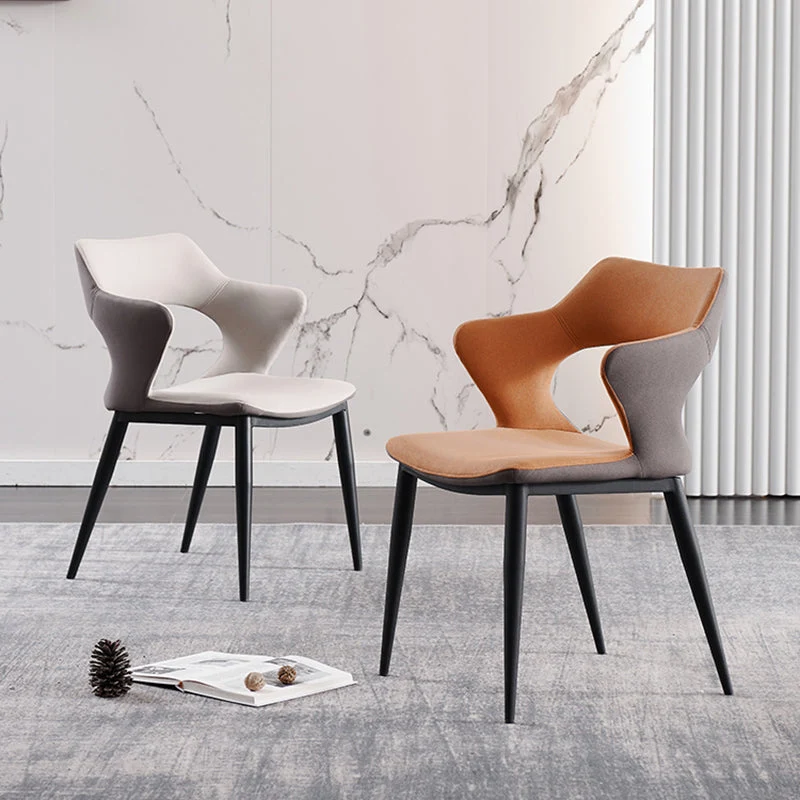 Industriële eetkamer zijstoelen kunstleer arm open stoel voor keuken Clearhalo