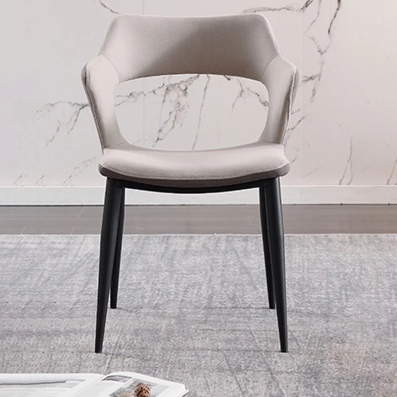 Industriële eetkamer zijstoelen kunstleer arm open stoel voor keuken Clearhalo