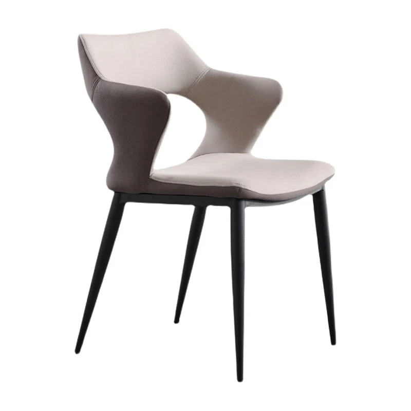 Industriële eetkamer zijstoelen kunstleer arm open stoel voor keuken Clearhalo