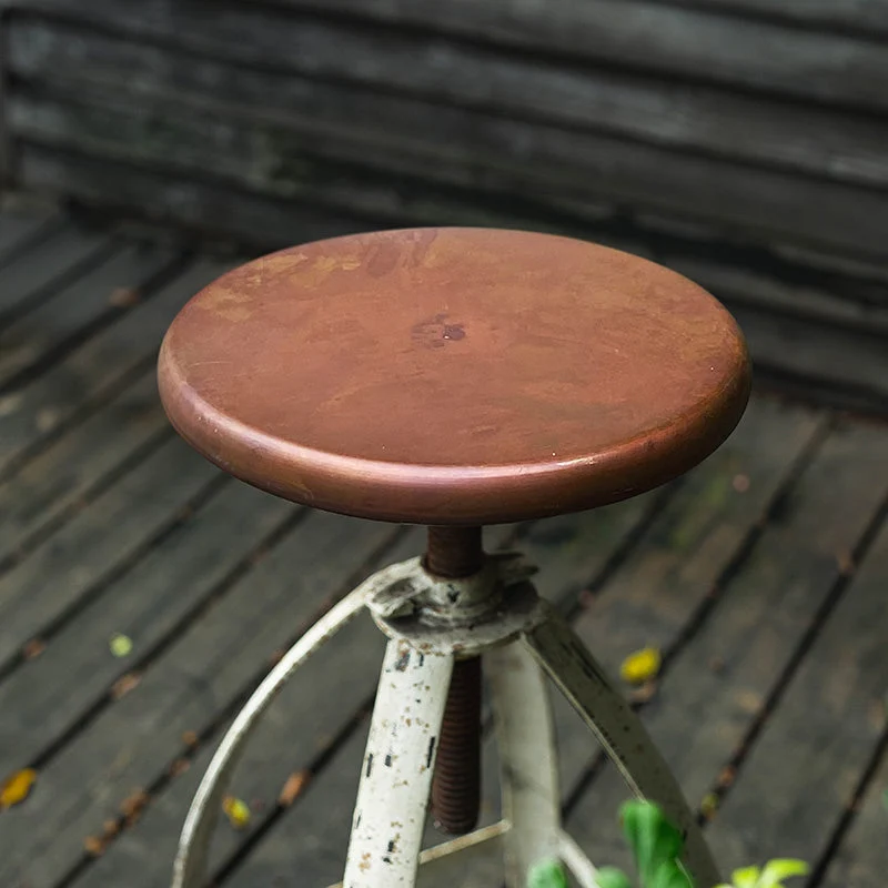 Industriële hoogte verstelbare ijzeren barkruk 33-inch ronde Bristol barkruk, 1 stuk Clearhalo