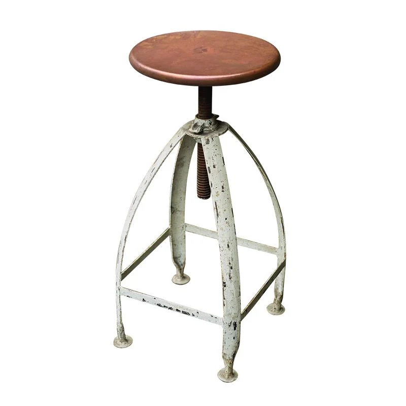 Industriële hoogte verstelbare ijzeren barkruk 33-inch ronde Bristol barkruk, 1 stuk Clearhalo
