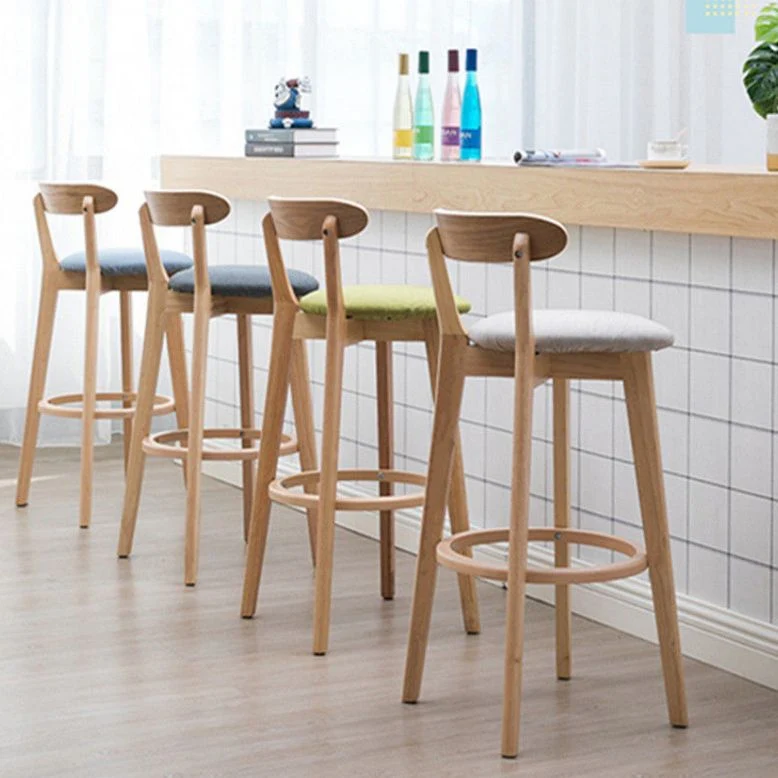 Industriële rugleuning armloze tegenkruk Houten café-barkruk met kussen en pedaal Clearhalo