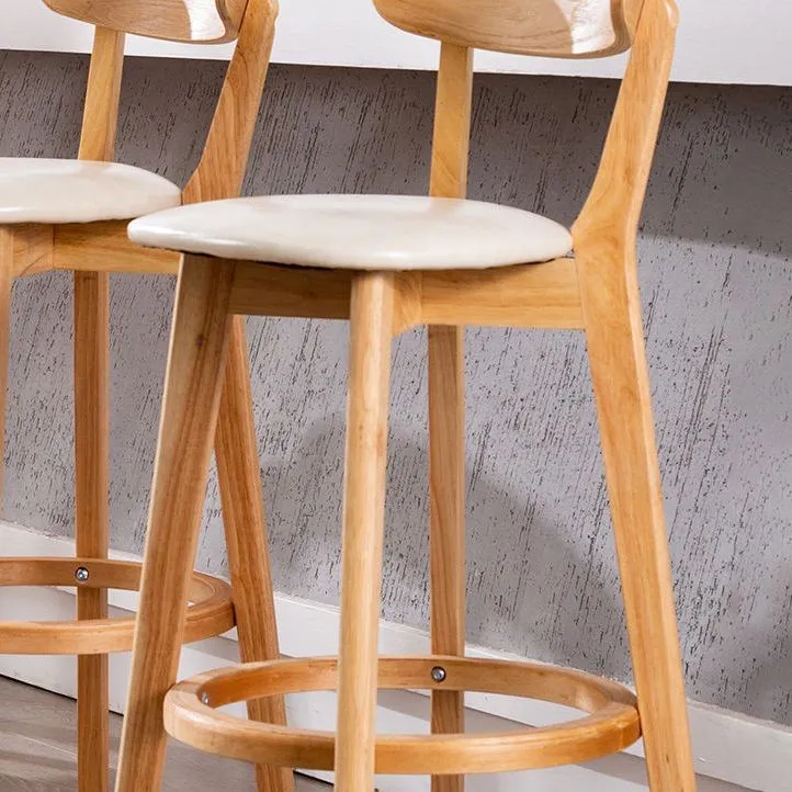 Industriële rugleuning armloze tegenkruk Houten café-barkruk met kussen en pedaal Clearhalo