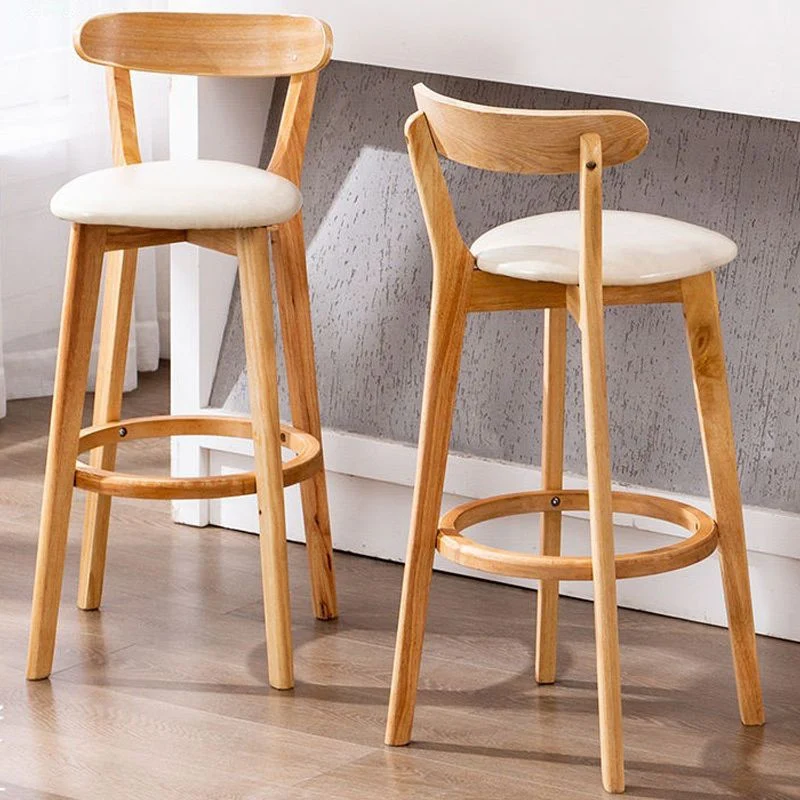 Industriële rugleuning tegenkruk Rubberhouten cafébarkruk met kussen en pedaal Clearhalo