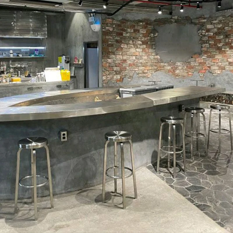 Industriële stijl armloze barkruk roestvrij staal tegenkrukken voor koffiebar, 1 stuk Clearhalo