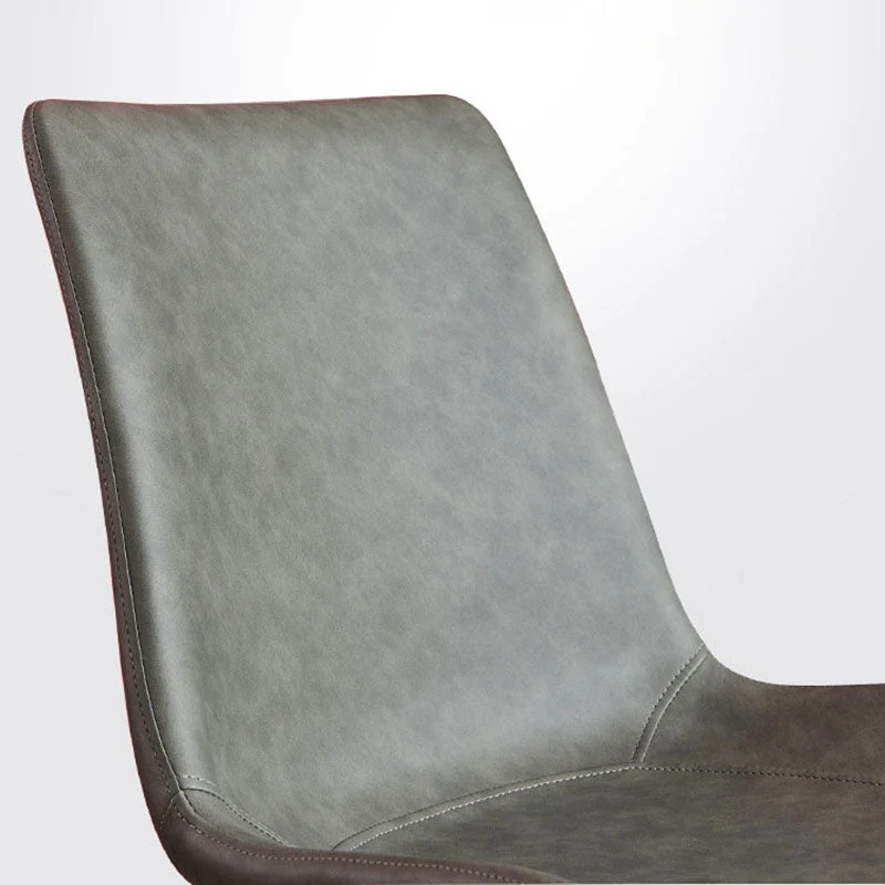 Industriële stijl leren eetkamerstoelen, effen rugleuning voor keuken (set van 2) Clearhalo