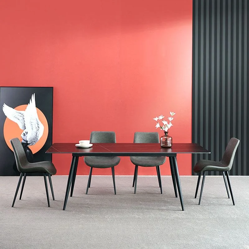 Industriële stijl leren eetkamerstoelen, effen rugleuning voor keuken (set van 2) Clearhalo