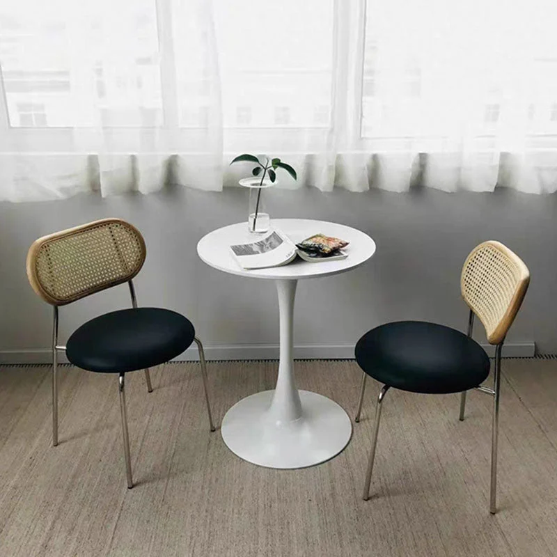 Industriële stijl open achterkant armloze stoelen lederen eetkamerstoelen Clearhalo