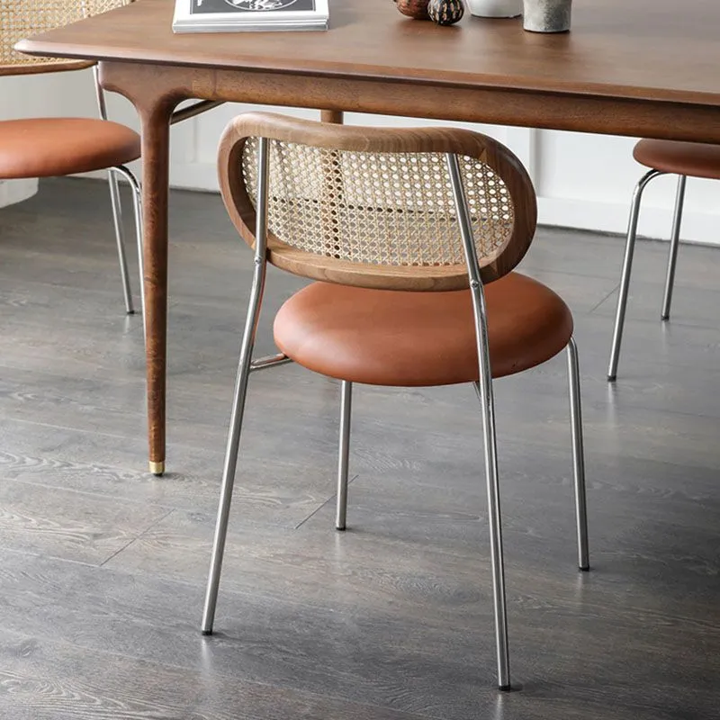 Industriële stijl open achterkant armloze stoelen lederen eetkamerstoelen Clearhalo