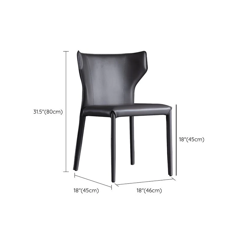 Industriële Wingback-zijstoel, gestoffeerde armloze eetkamerstoelen Clearhalo