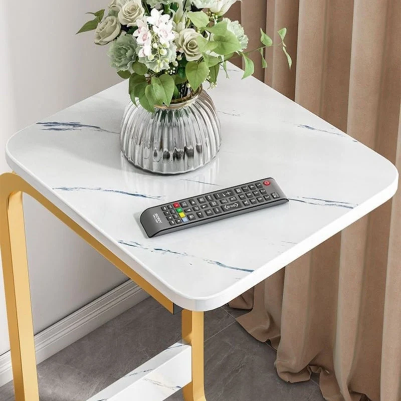 Ironcraft C bijzettafel vierkante houten bijzettafel met plank voor woonkamer Clearhalo