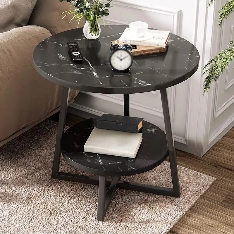Kruispoten Onderstel Design Cocktailtafel Kunsthout Zwart/wit Bovenblad Ronde Salontafel Clearhalo