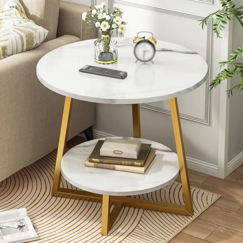 Kruispoten Onderstel Design Cocktailtafel Kunsthout Zwart/wit Bovenblad Ronde Salontafel Clearhalo
