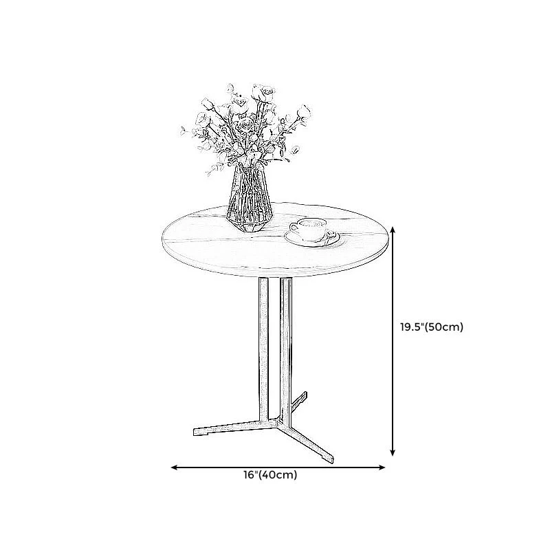 Kruistafel Ijzeren onderstel Ontwerp Rotsplaat Wit/zwart Materiaal Ronde tafelblad Bijzettafel Clearhalo