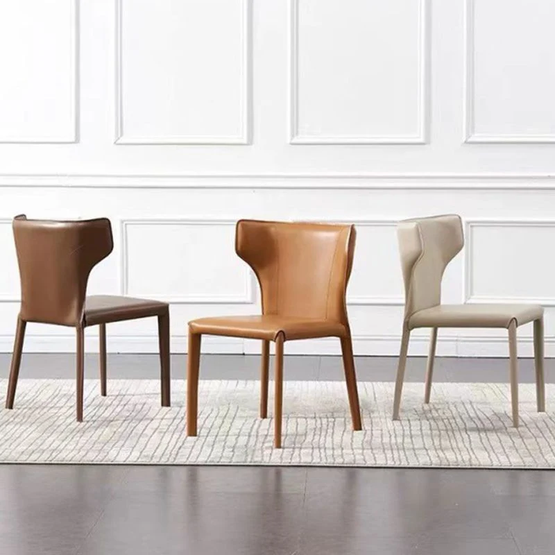 Kunstleer eetkamerstoel Moderne stijl armloze stoel met gevleugelde rugleuning Clearhalo