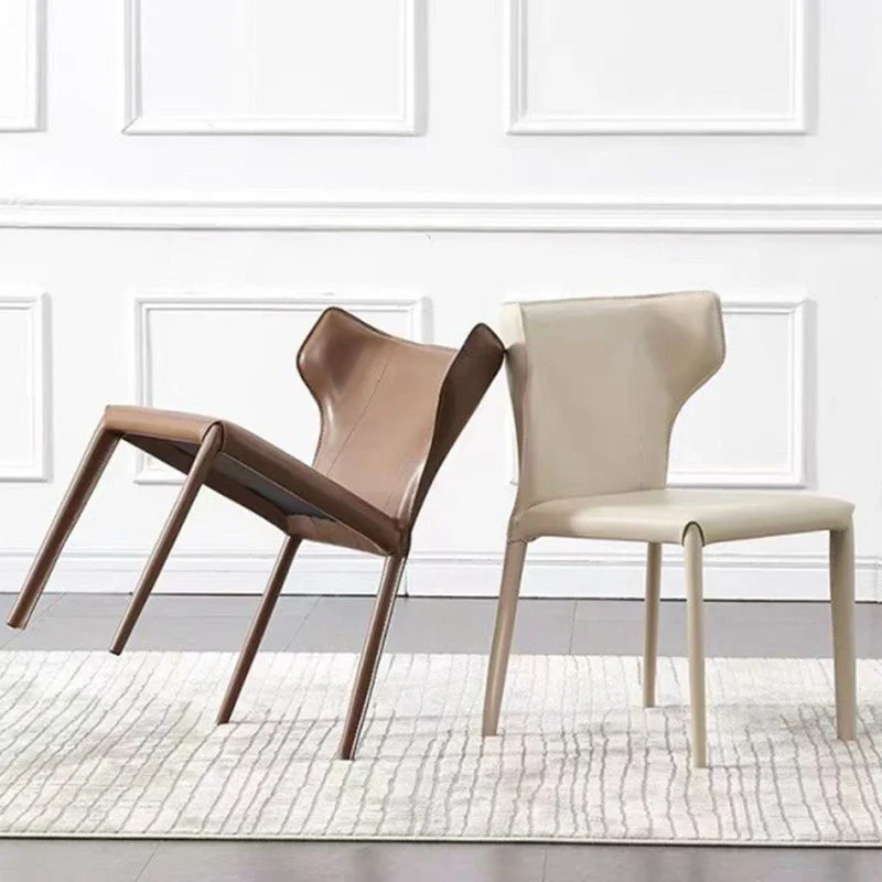 Kunstleer eetkamerstoel Moderne stijl armloze stoel met gevleugelde rugleuning Clearhalo