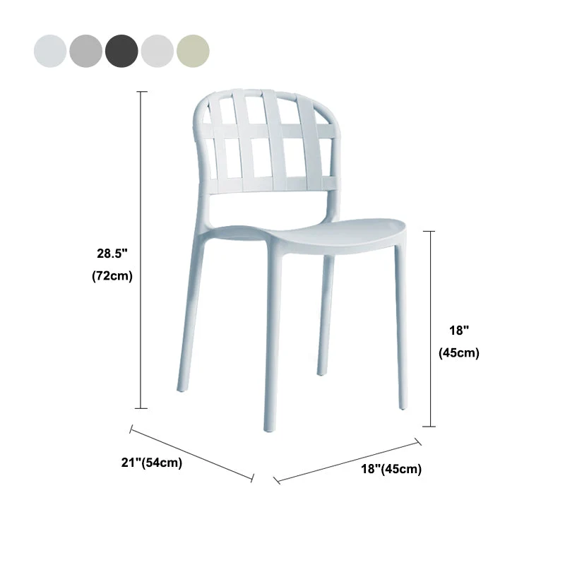 Kunststof armloze eetkamerstoelen Scandinavische stijl bijzetstoel voor thuis dineren Clearhalo