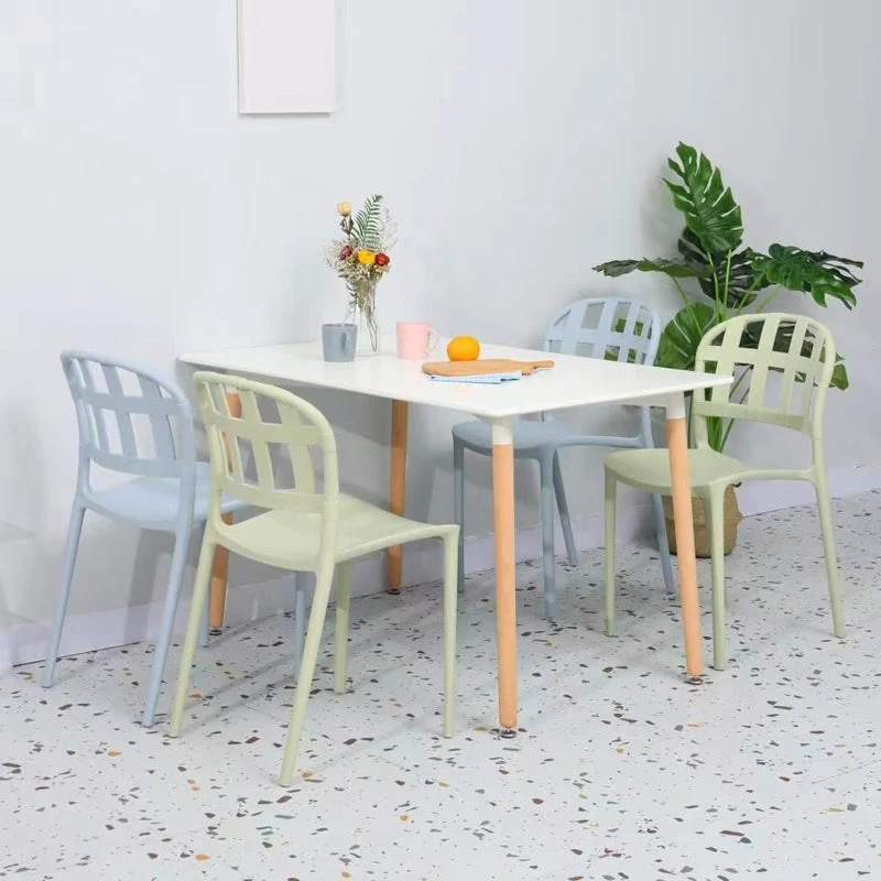 Kunststof armloze eetkamerstoelen Scandinavische stijl bijzetstoel voor thuis dineren Clearhalo