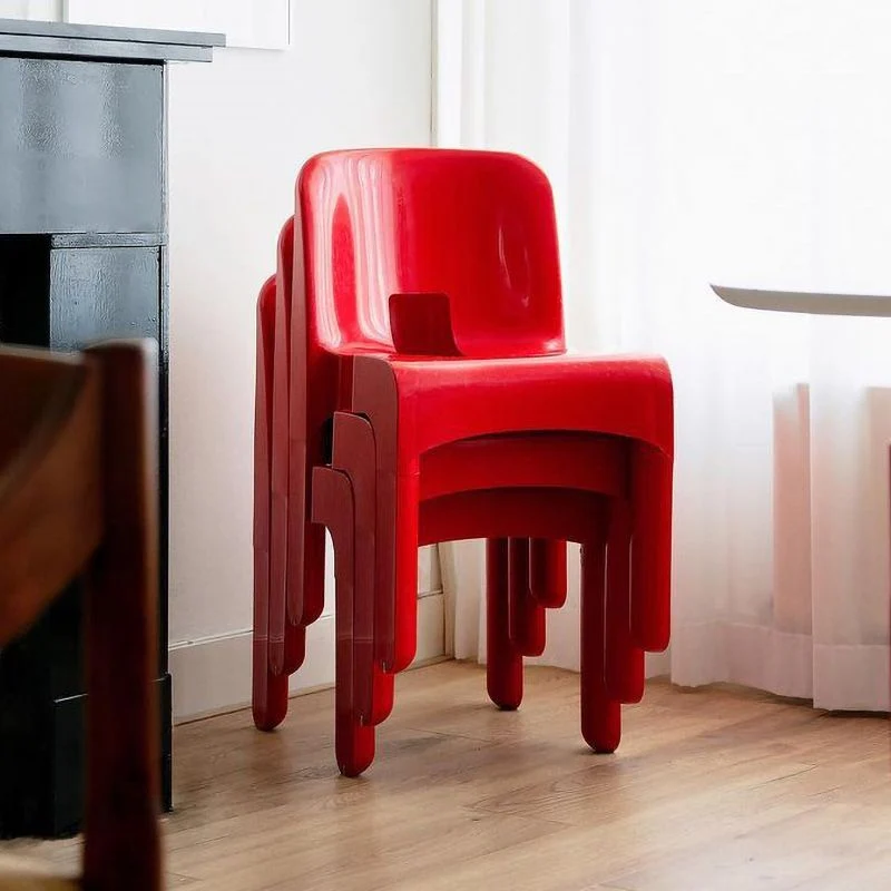 Kunststof eetkamerstoel met open rug, stapelbare zijstoel voor eetkamer Clearhalo