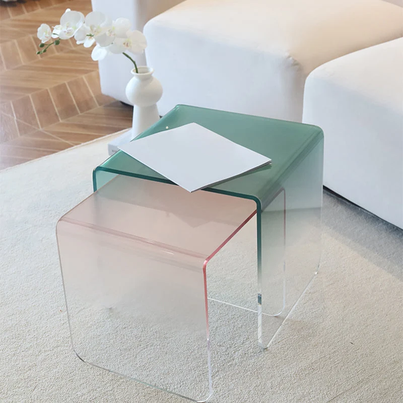 Kunststof vierkante bijzettafel moderne sledebank bijzettafel met accent Clearhalo