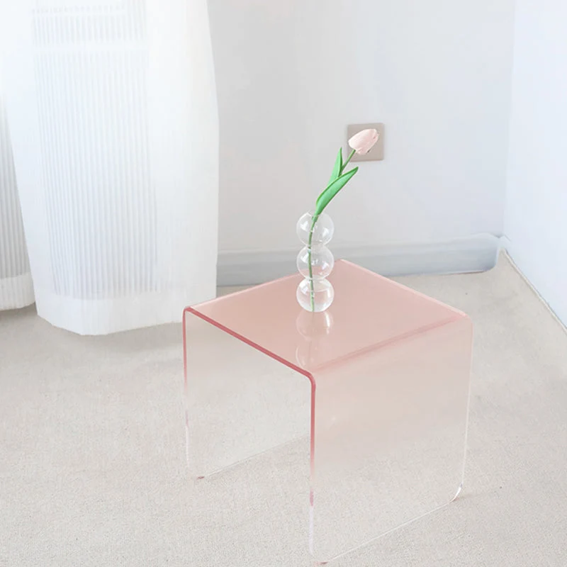 Kunststof vierkante bijzettafel moderne sledebank bijzettafel met accent Clearhalo