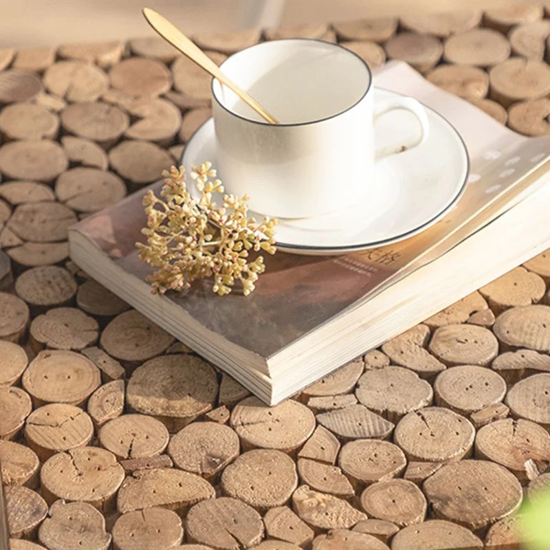 Landelijke vierkante bijzettafel van naturel massief hout Clearhalo