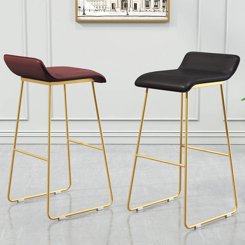 Leather Bar Stool Backless Counter Stool Bristol Gold Frame Clearhalo
