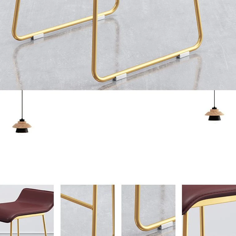 Leather Bar Stool Backless Counter Stool Bristol Gold Frame Clearhalo
