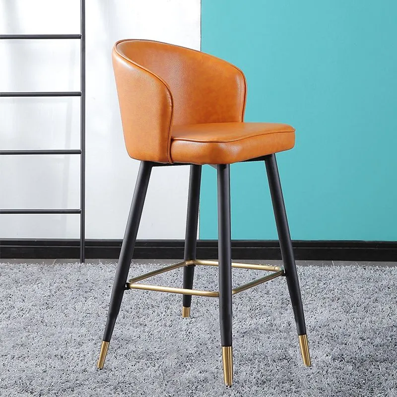 Lederen tegenkruk Scandinavische stijl gewapende krukken met lage rugleuning voor thuis Clearhalo