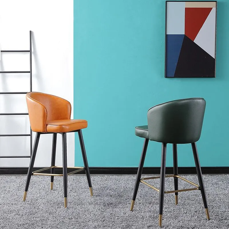 Lederen tegenkruk Scandinavische stijl gewapende krukken met lage rugleuning voor thuis Clearhalo