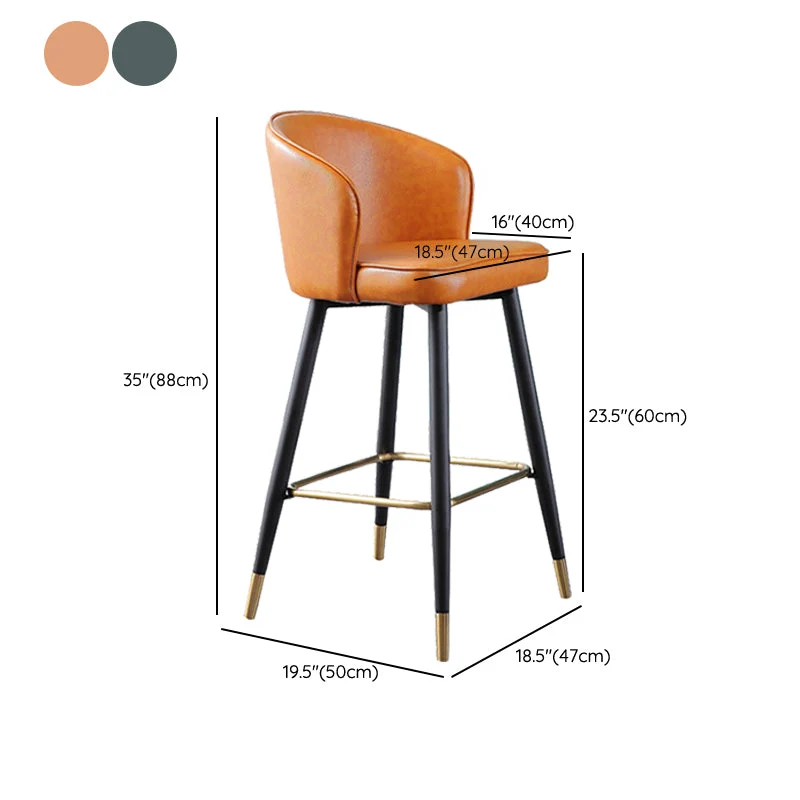 Lederen tegenkruk Scandinavische stijl gewapende krukken met lage rugleuning voor thuis Clearhalo