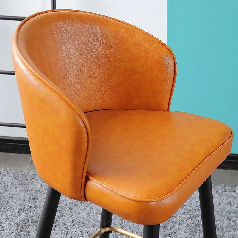Lederen tegenkruk Scandinavische stijl gewapende krukken met lage rugleuning voor thuis Clearhalo