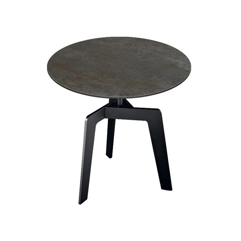 Leistenen ronde bijzettafel met 3 poten en basistype Leistenen nesttafels Clearhalo
