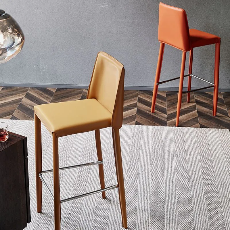 Leren barkruk Moderne lage rugleuning voor eetkamer Clearhalo