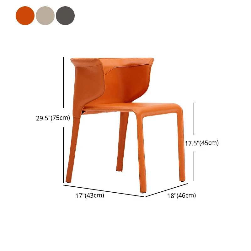 Leren eetkamerstoel Minimalistische stijl Wingback armloze eetkamerstoel Clearhalo