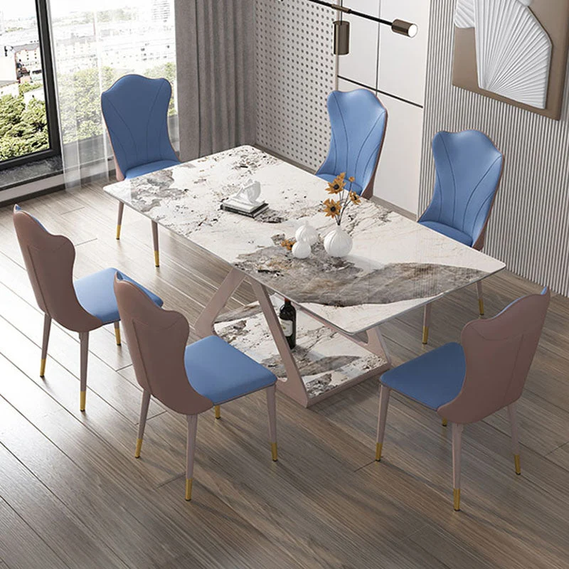 Leren eetkamerstoel Scandinavisch design Armloze eetkamerstoelen met massieve rugleuning Clearhalo