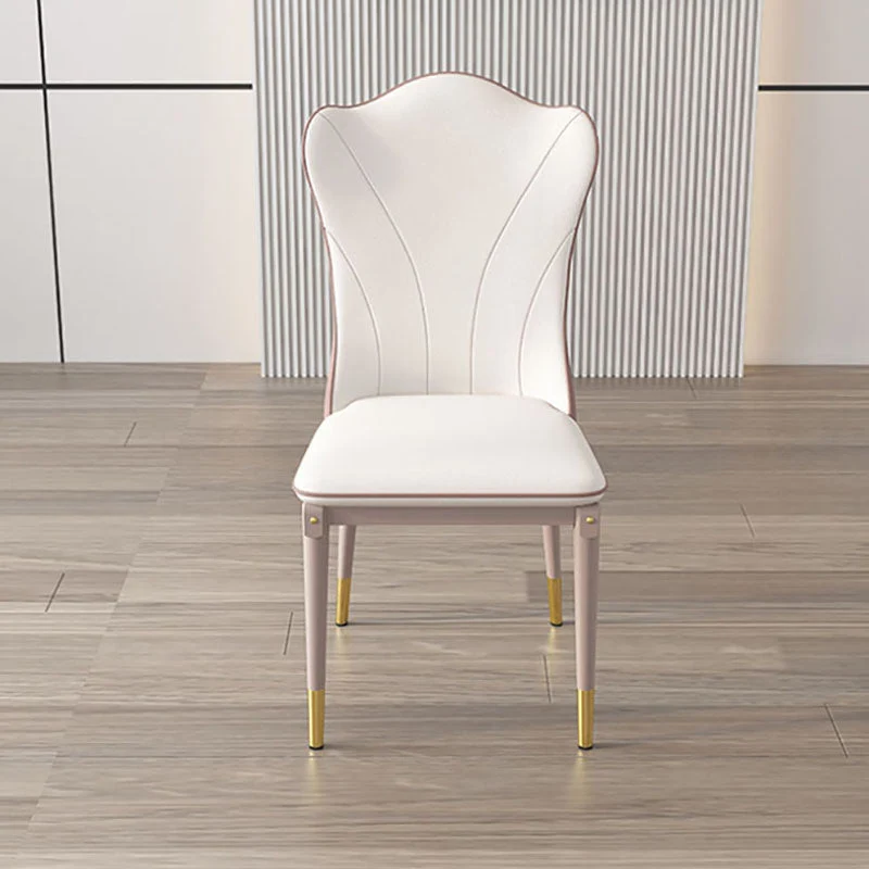 Leren eetkamerstoel Scandinavisch design Armloze eetkamerstoelen met massieve rugleuning Clearhalo