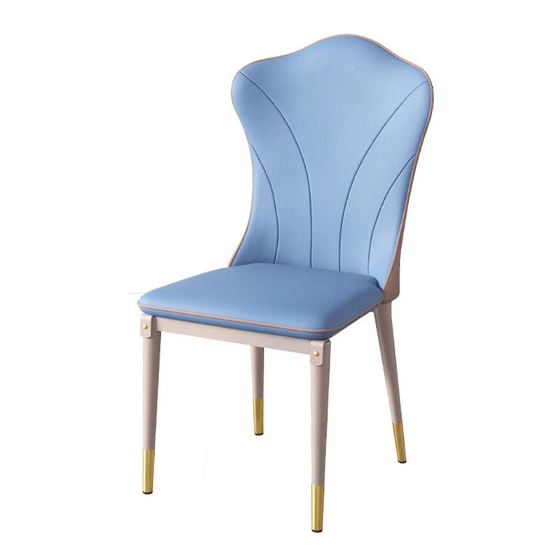 Leren eetkamerstoel Scandinavisch design Armloze eetkamerstoelen met massieve rugleuning Clearhalo