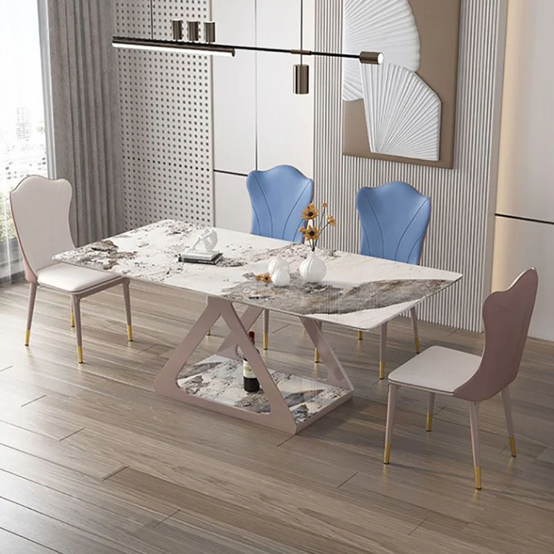 Leren eetkamerstoel Scandinavisch design Armloze eetkamerstoelen met massieve rugleuning Clearhalo