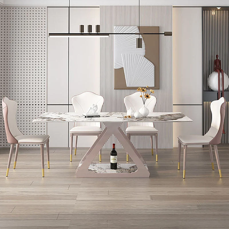 Leren eetkamerstoel Scandinavisch design Armloze eetkamerstoelen met massieve rugleuning Clearhalo
