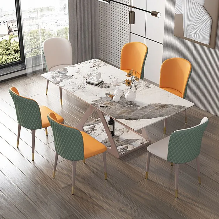 Leren eetkamerstoel, Scandinavische stijl, armloze stoelen met stevige rugleuning Clearhalo