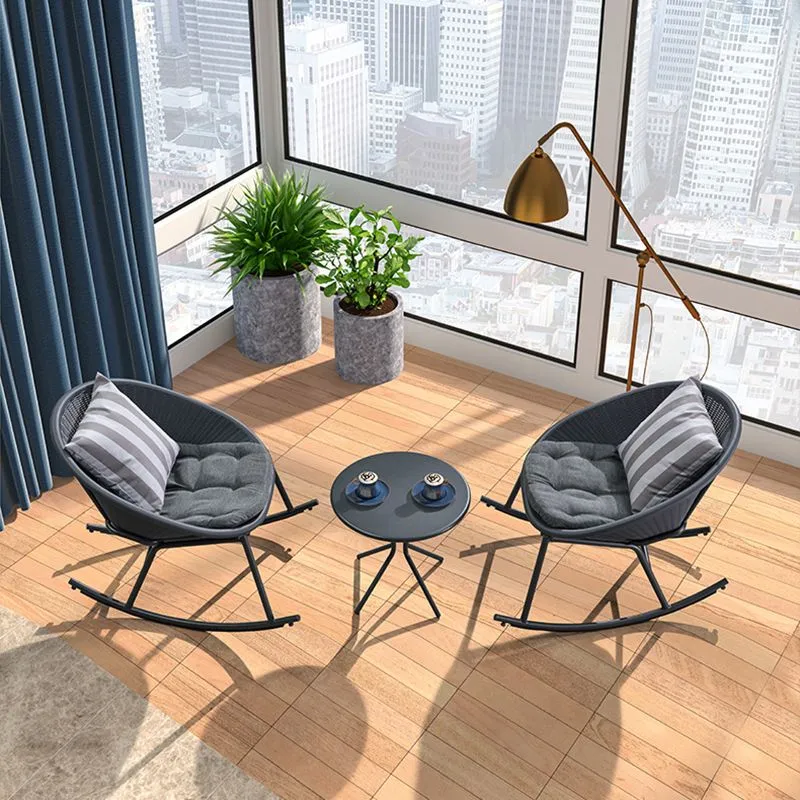 Liggende donkere schommelstoel Modern met gevoerde zitting Schommelstoel 26" x 34,7" x 30,7" Clearhalo