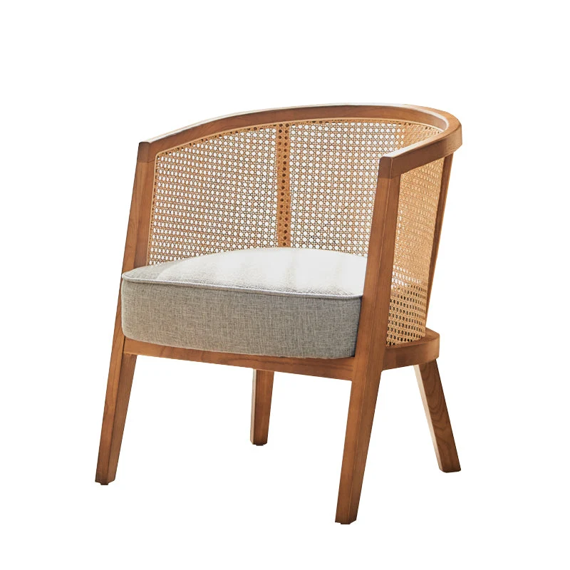 Linnen stoel massief houten frame, inclusief armen, stoel voor woonkamer Clearhalo