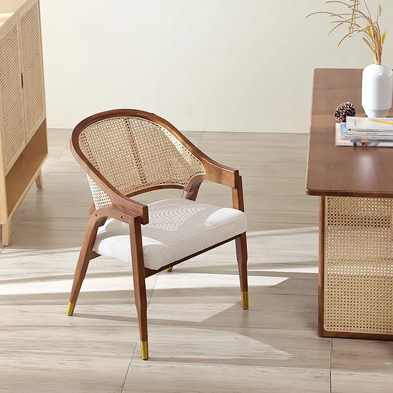 Linnen stoel massief houten frame, inclusief armen, stoel voor woonkamer Clearhalo