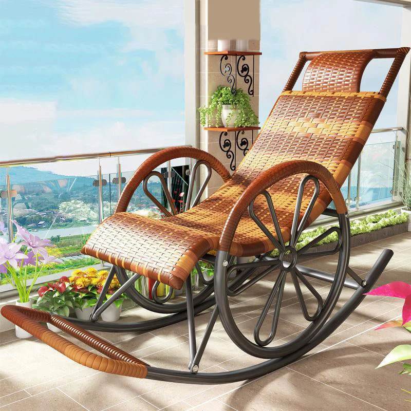 Lounge Iron Base Single Schommelstoel Vrije tijd Chaise Luie stoel voor balkon Clearhalo