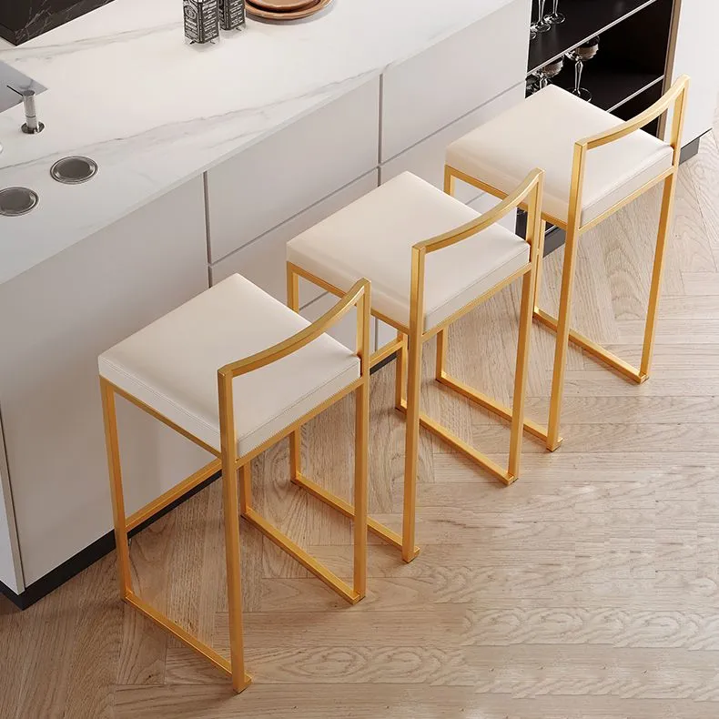 Luxe rugleuning zonder armleuning, gestoffeerde barkruk met metalen onderstel Clearhalo