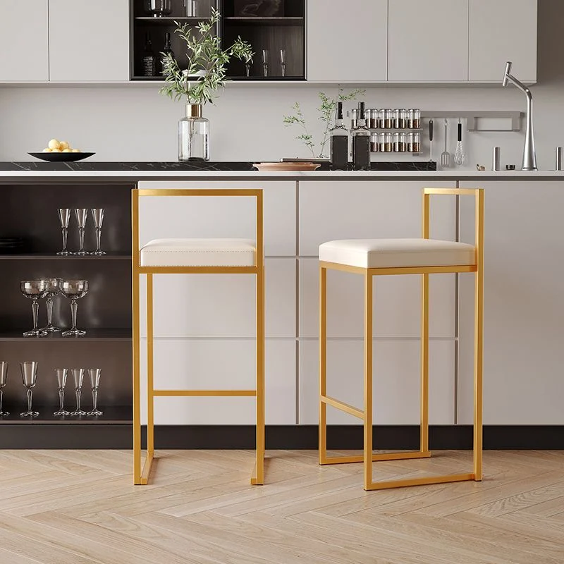 Luxe rugleuning zonder armleuning, gestoffeerde barkruk met metalen onderstel Clearhalo